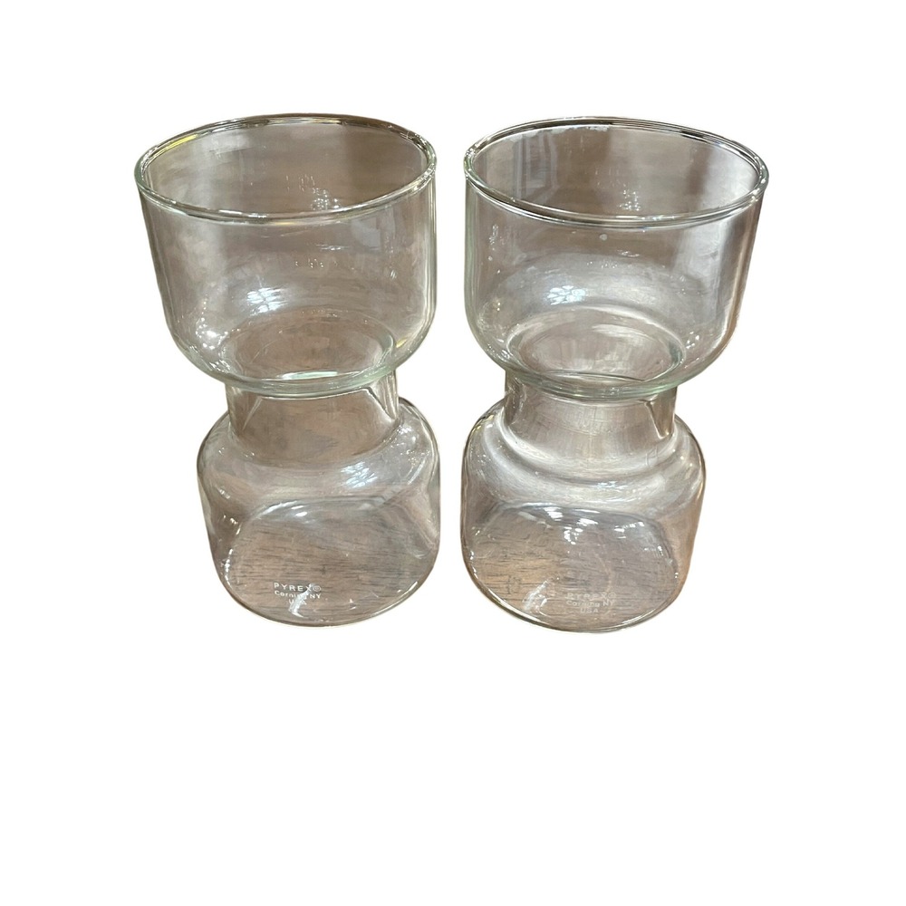 Vintage Pyrex Corning NY USA Clear Glass Hourglass Vases Set of 2 MCM Lab Style